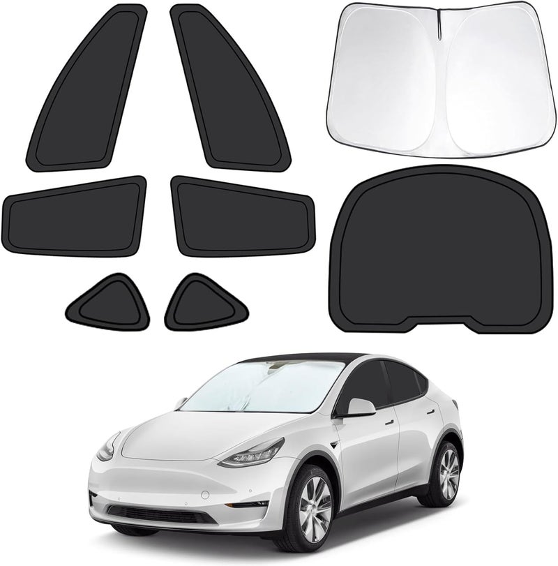 FSHAANY'S 8pcs Car Window Shades Intended for Tesla Model Y 2020-2024(not for Juniper), Foldable Car Window Covers for Privacy, Full Sunshades Fit for Tesla Front Rear Windshield Side Windows to Block UV - Image 1